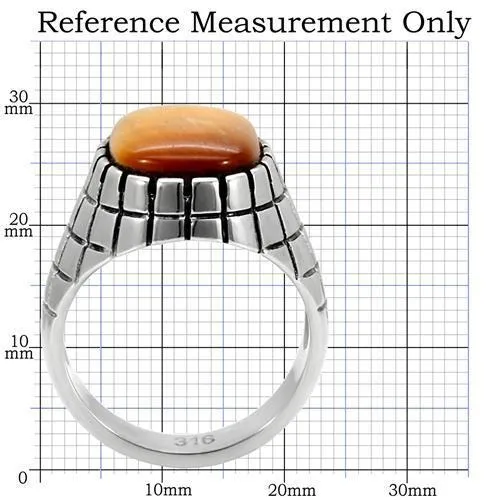 High polished (no plating) Stainless Steel Ring with Synthetic Tiger Eye in Topaz for Women Style TK129