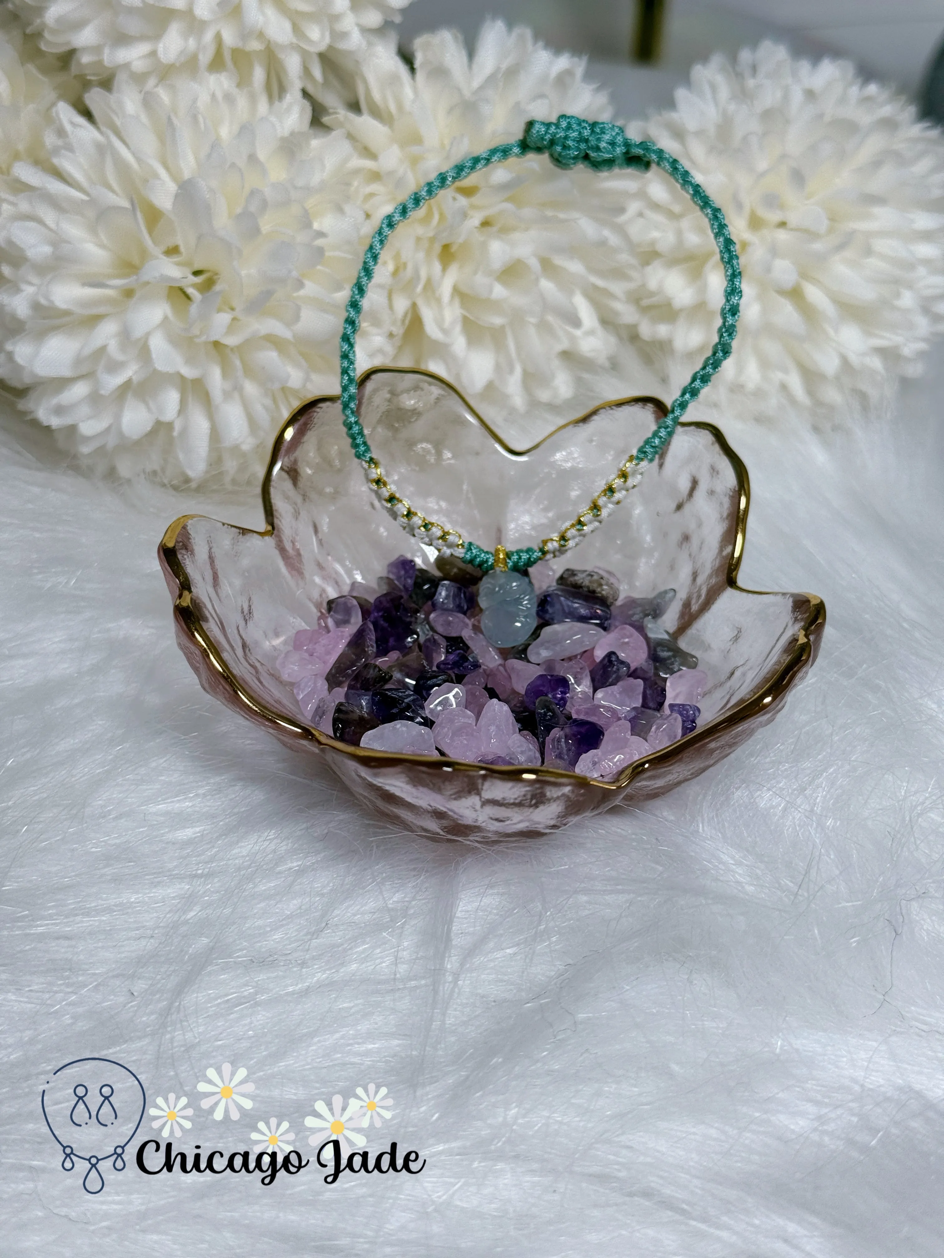 Icy Dainty Princess Fairy Handmade Hand Carved Natural Grade A Type A Authentic Burma Adjustable Bracelet