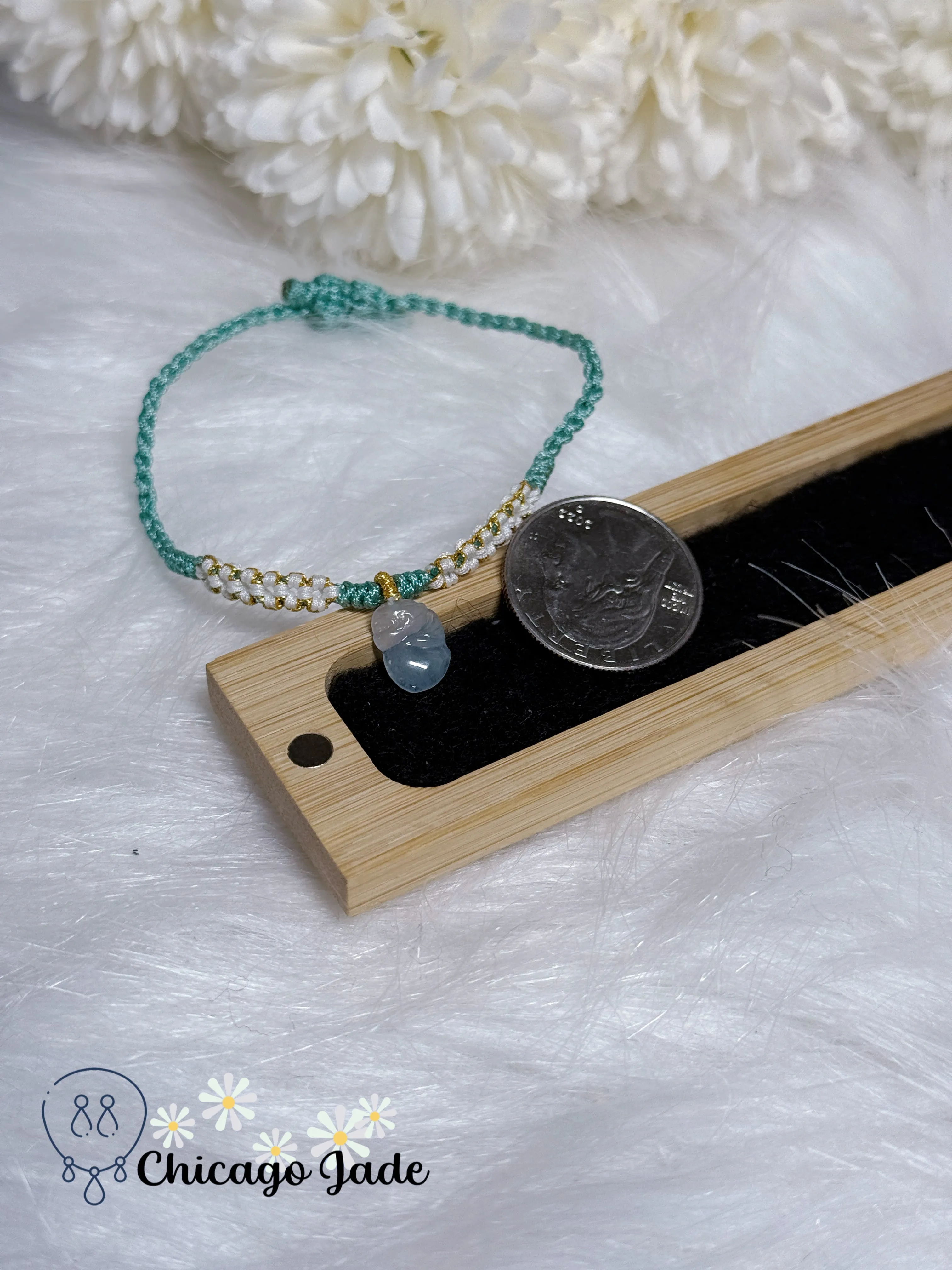 Icy Dainty Princess Fairy Handmade Hand Carved Natural Grade A Type A Authentic Burma Adjustable Bracelet