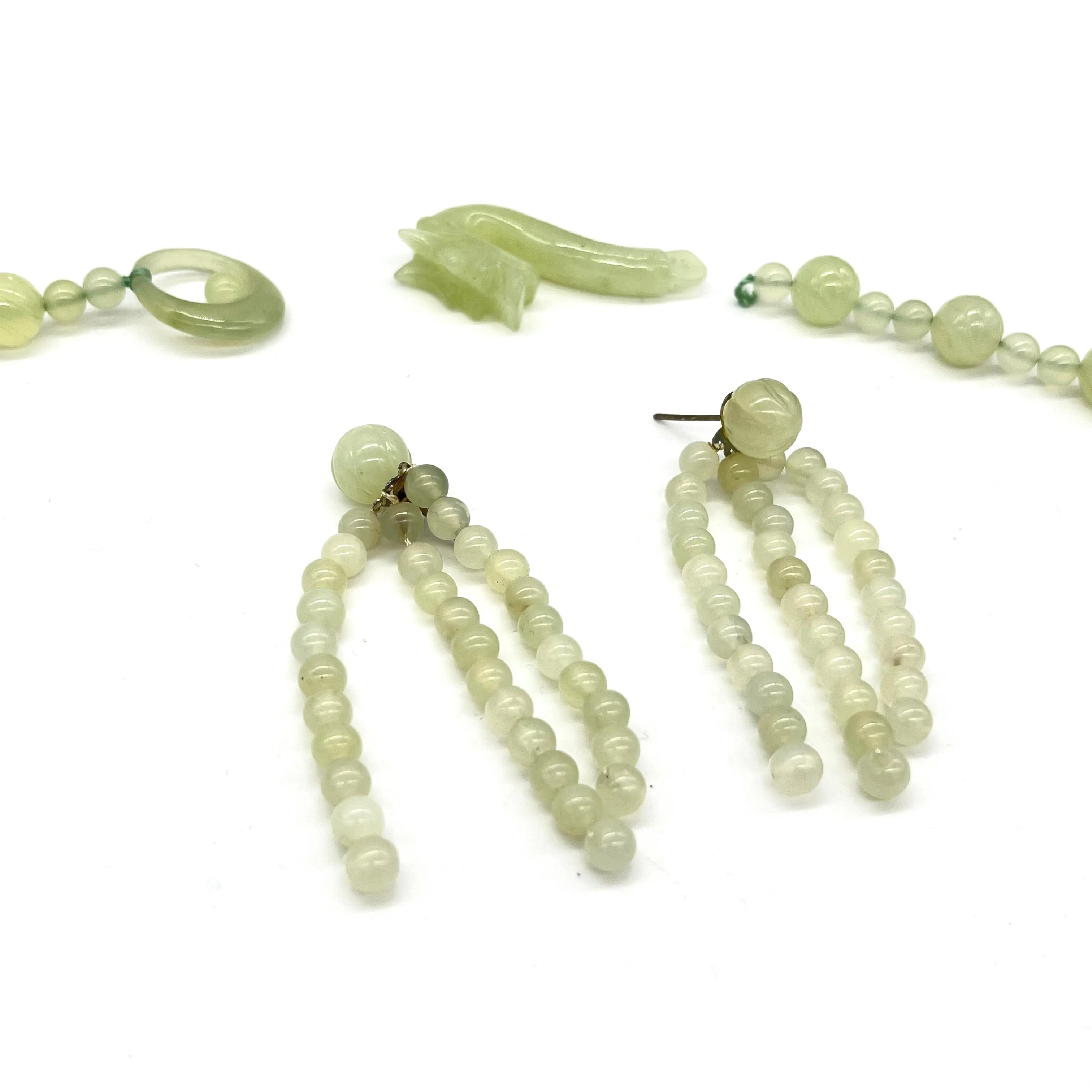 Jade Necklace, Bracelet, & Earrings Set (as-is)