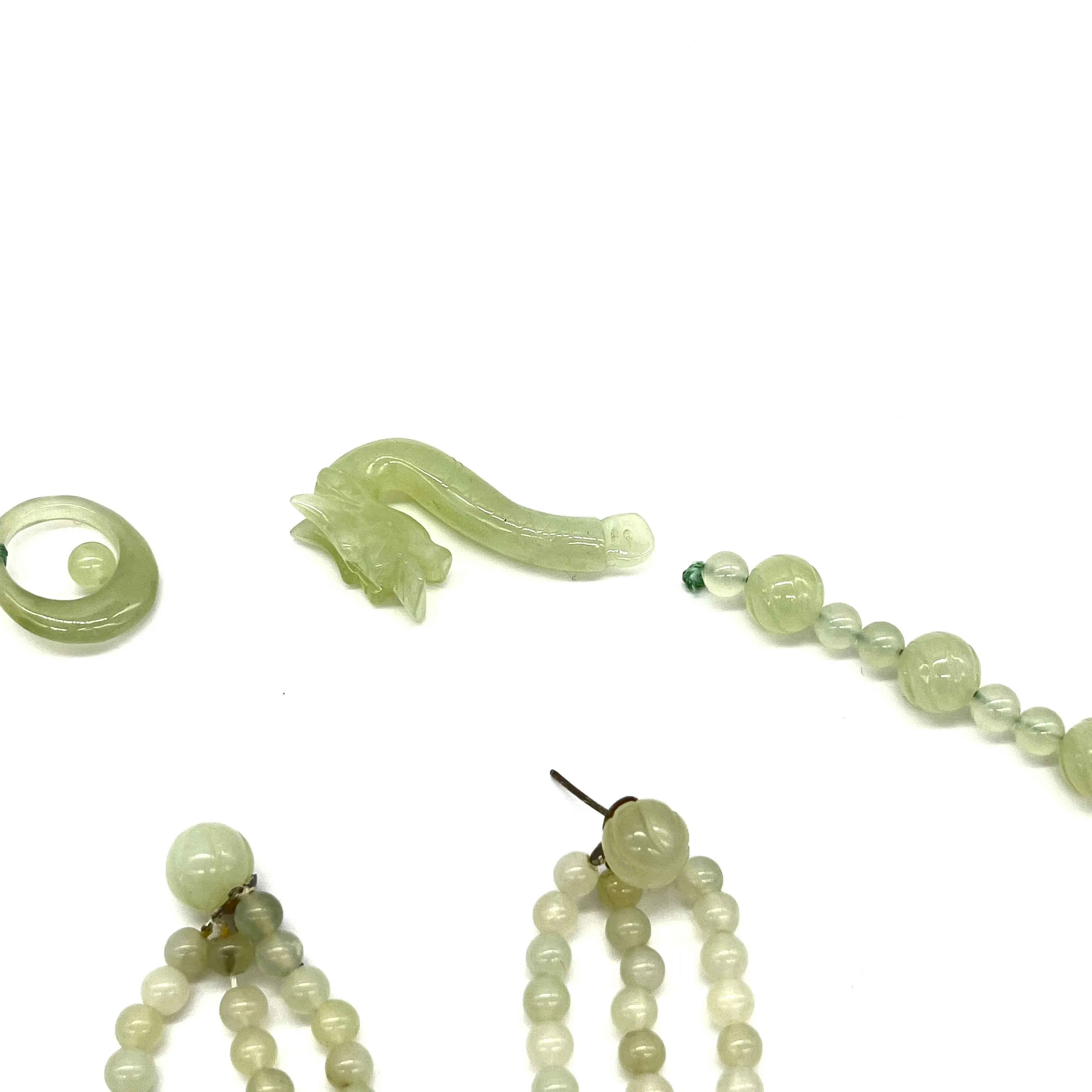 Jade Necklace, Bracelet, & Earrings Set (as-is)