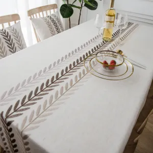 JTory Leaf Linen Waterproof Tablecloth brown (130cm x 220cm)