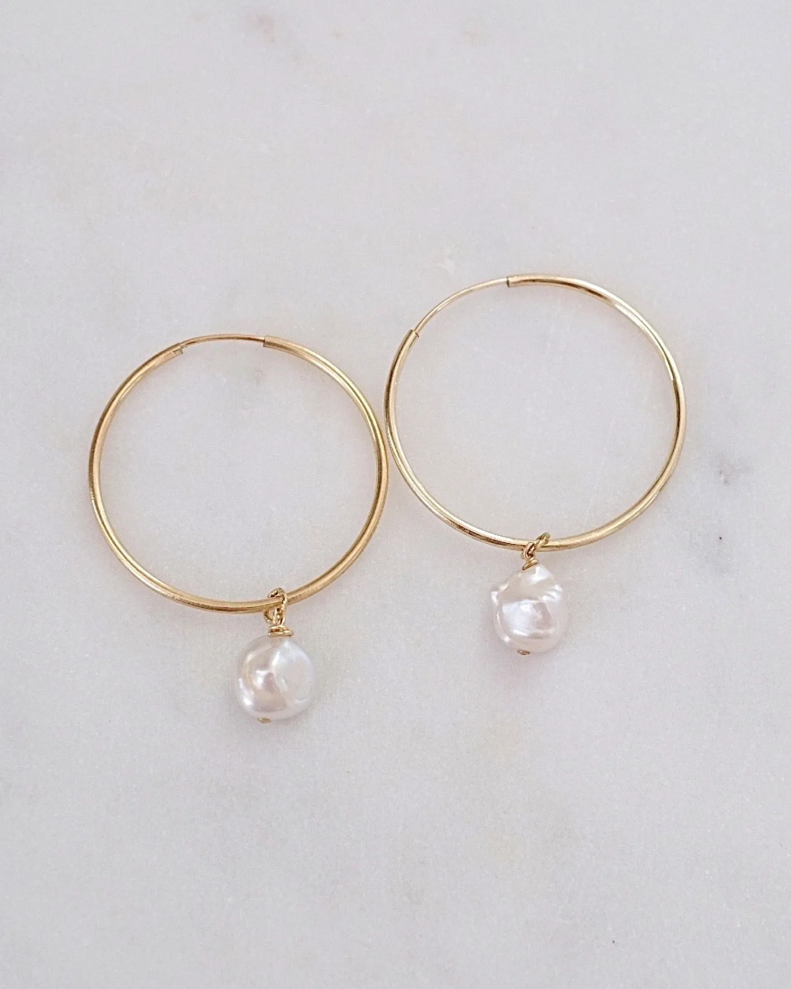 Keshi Pearl Hoop Earrings