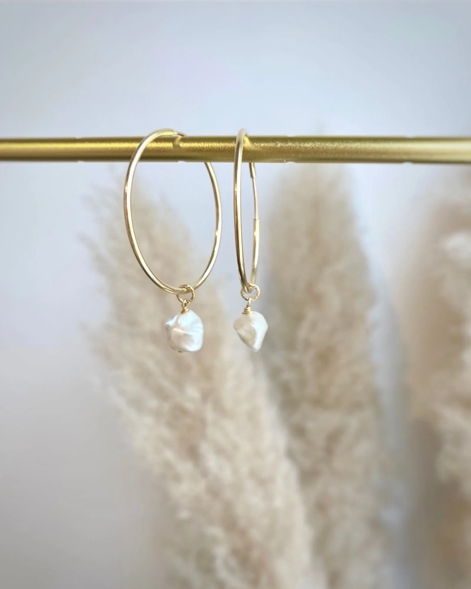Keshi Pearl Hoop Earrings