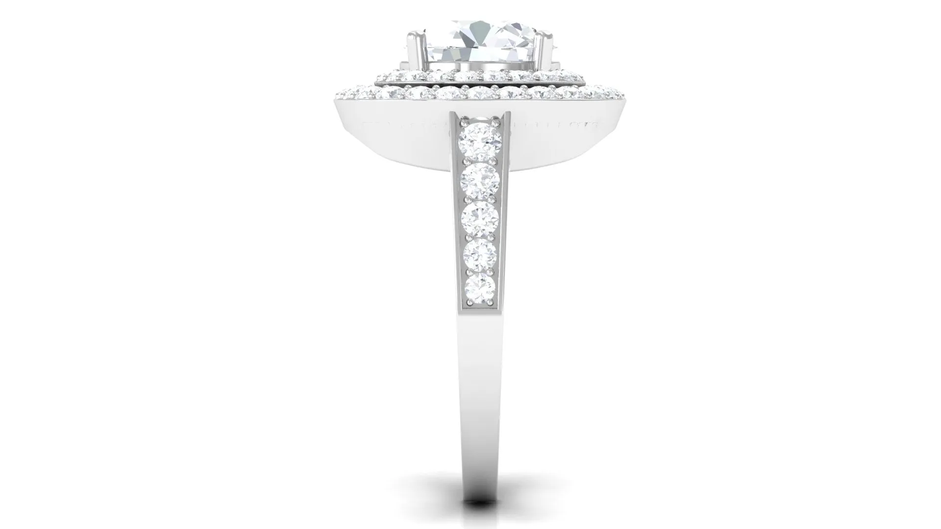 Large Round Moissanite Double Halo Engagement Ring