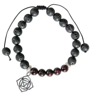 Lava Chakra Bracelet - Garnet with Root Charm