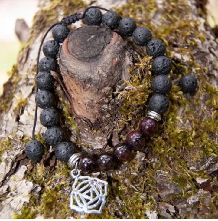Lava Chakra Bracelet - Garnet with Root Charm