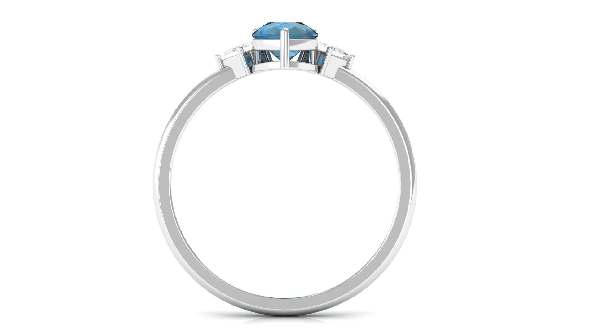 London Blue Topaz Two Stone Ring with Moissanite Stones