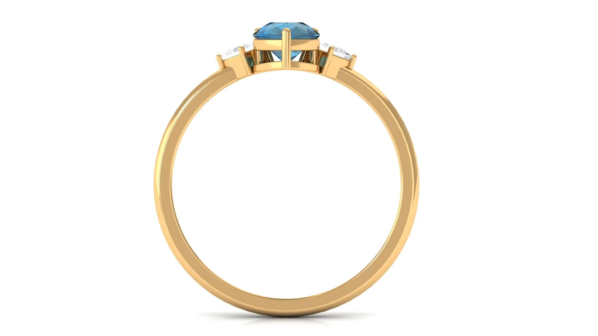 London Blue Topaz Two Stone Ring with Moissanite Stones