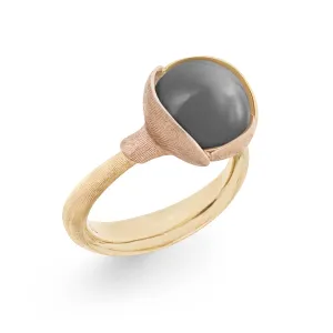 Lotus Ring in 18K Yellow Gold with Grey Moonstone