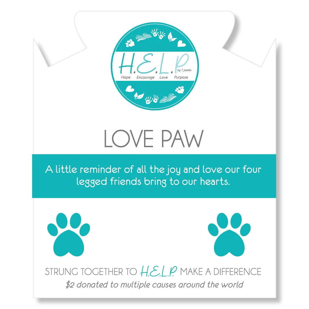 Love Paw Charm with Green Yellow Jade Charity Bracelet