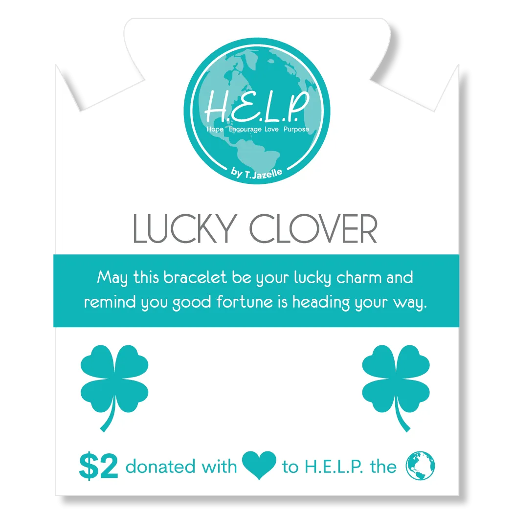Lucky Clover Charm with Azure Blue Jade Charity Bracelet