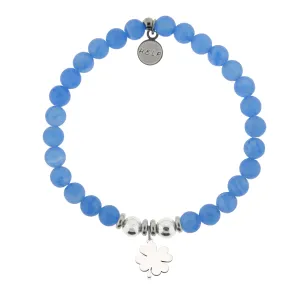 Lucky Clover Charm with Azure Blue Jade Charity Bracelet