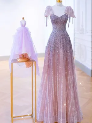 Luxurious A Line Straps Long Prom Dress P1715