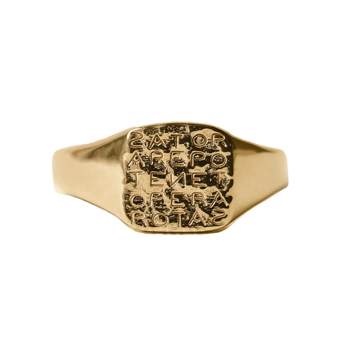 Magic Sator Square Gold Signet Ring