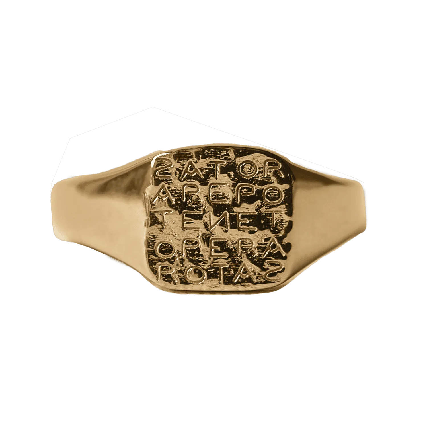 Magic Sator Square Gold Signet Ring