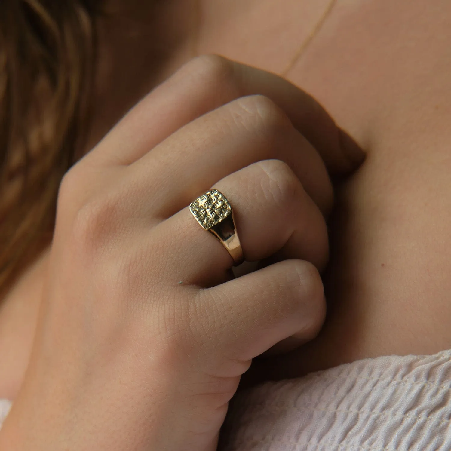 Magic Sator Square Gold Signet Ring