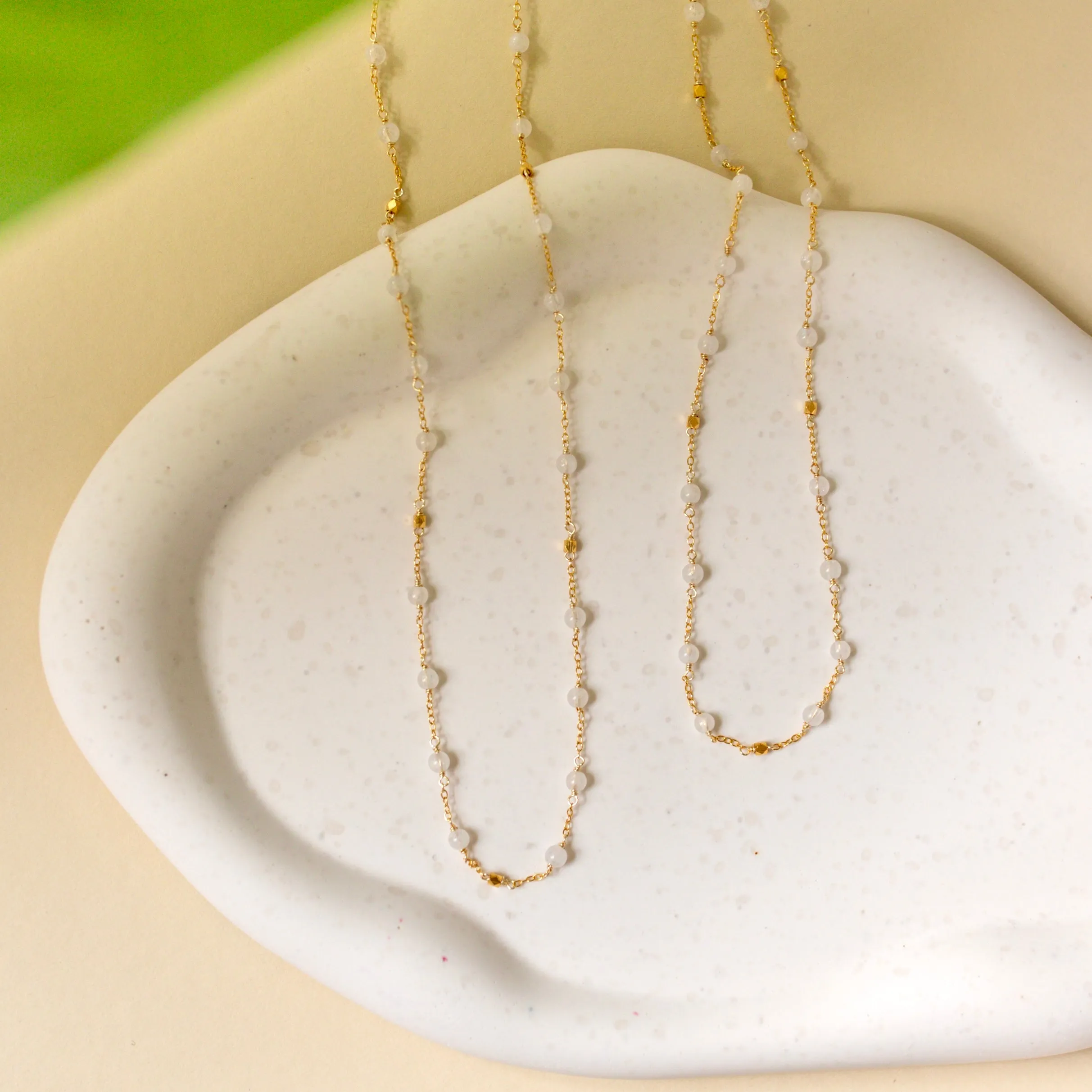 Margarita Chains - Green Onyx, Moonstone, Coral