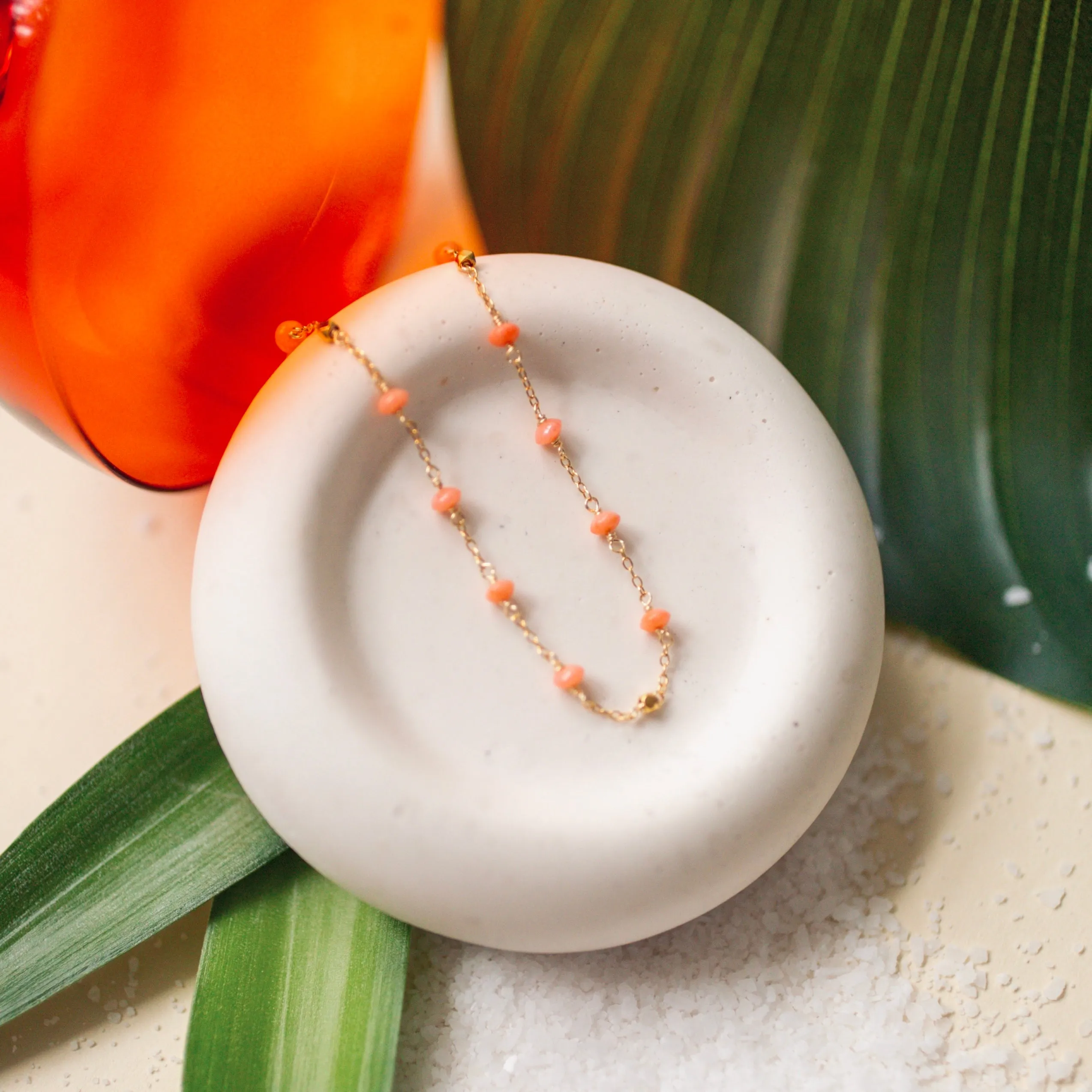 Margarita Chains - Green Onyx, Moonstone, Coral