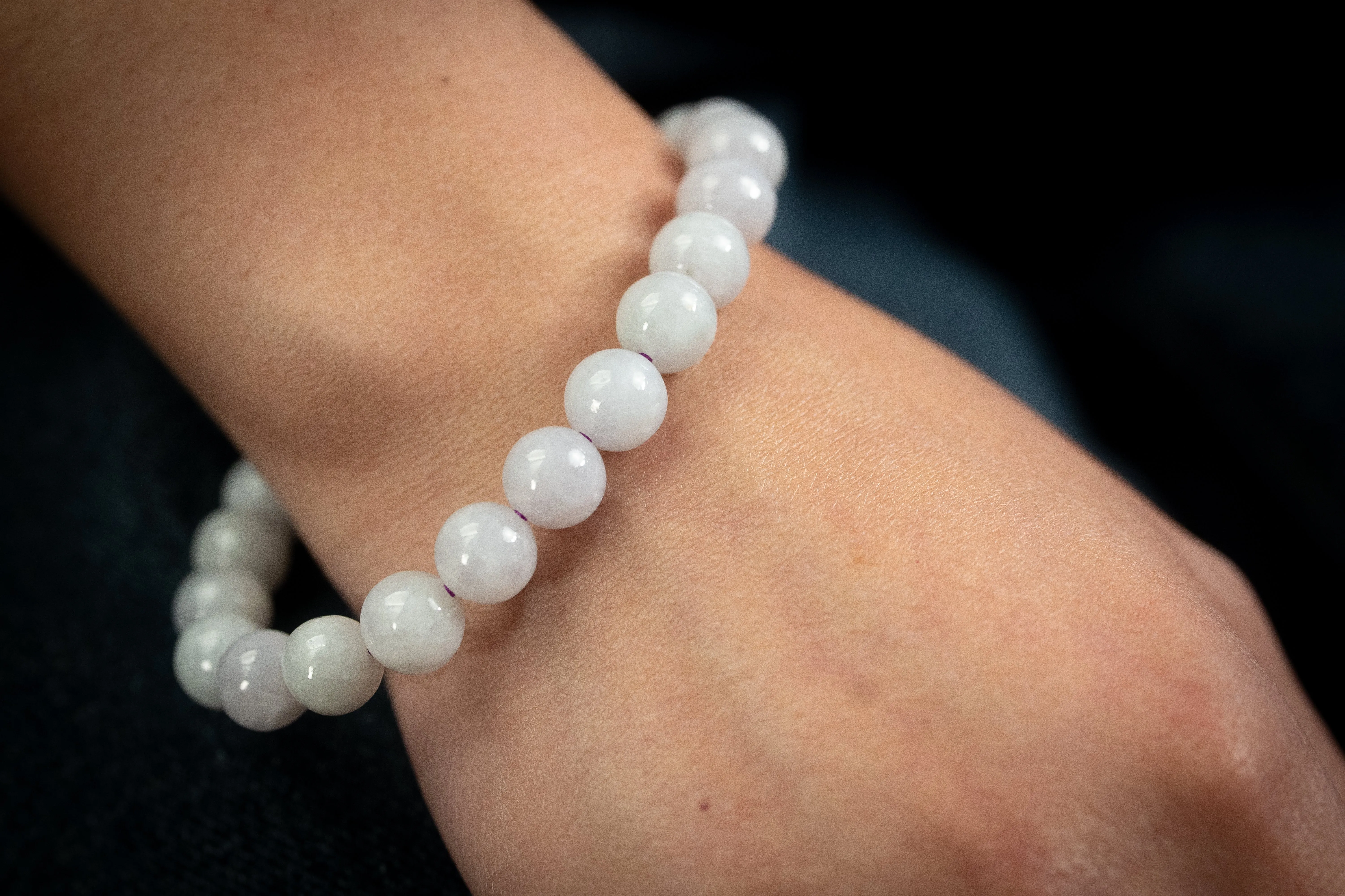 Medium Full Beaded White Jade Bracelet
