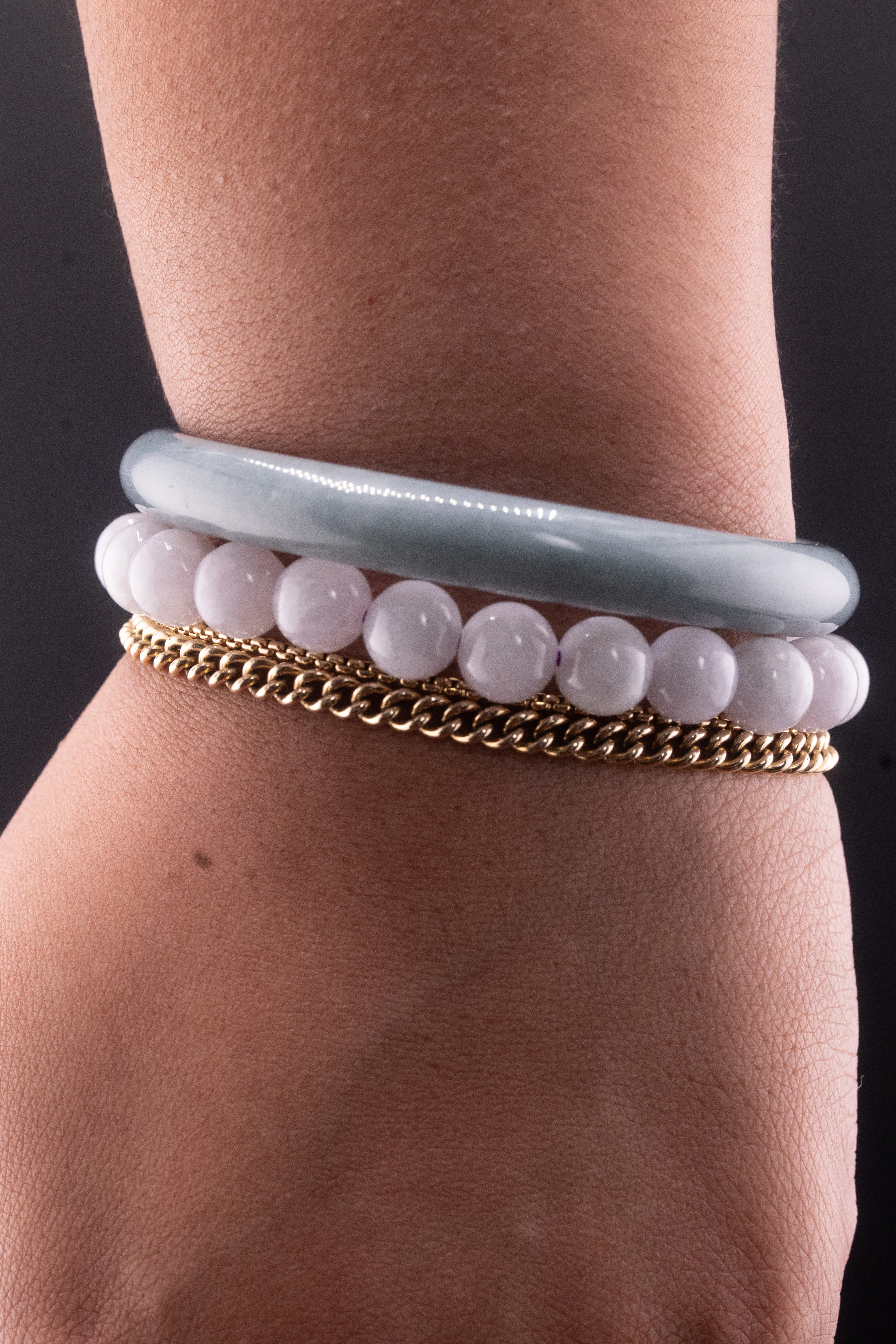 Medium Full Beaded White Jade Bracelet