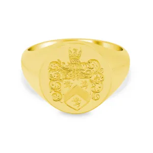 Men's Round Signet Ring - Medium - Hand Engraved Family Crest / Logo