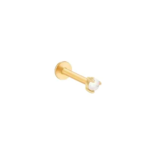 Micro Opal Flat Back Earring- 14K Gold