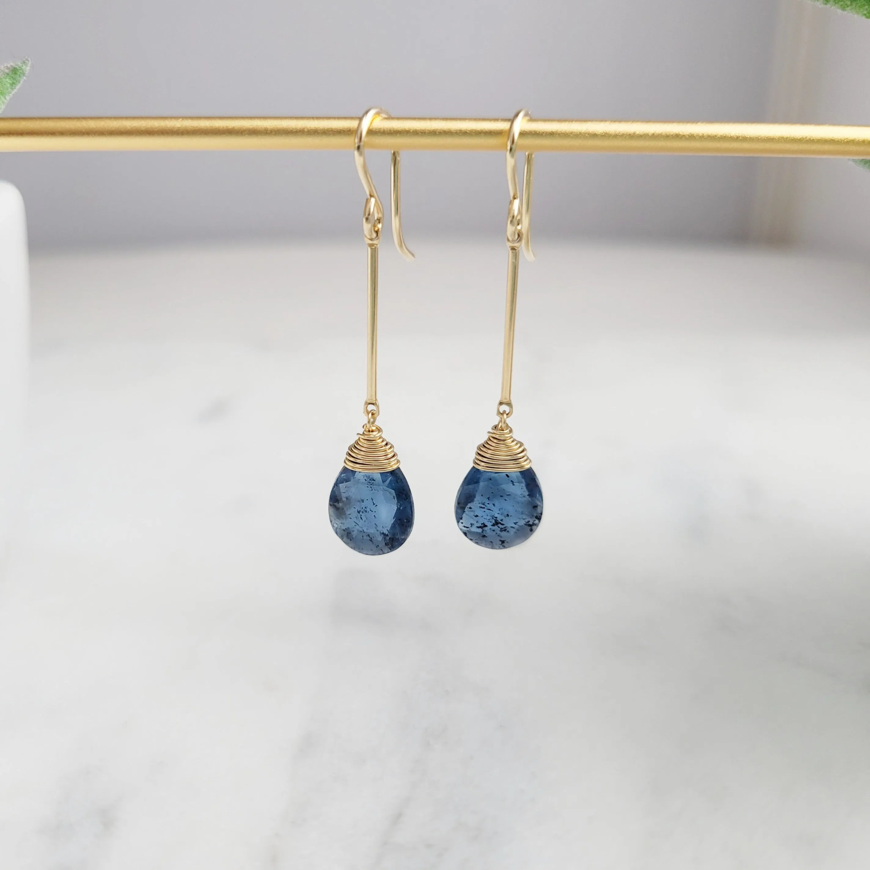 Moss Kyanite Dangle Earrings