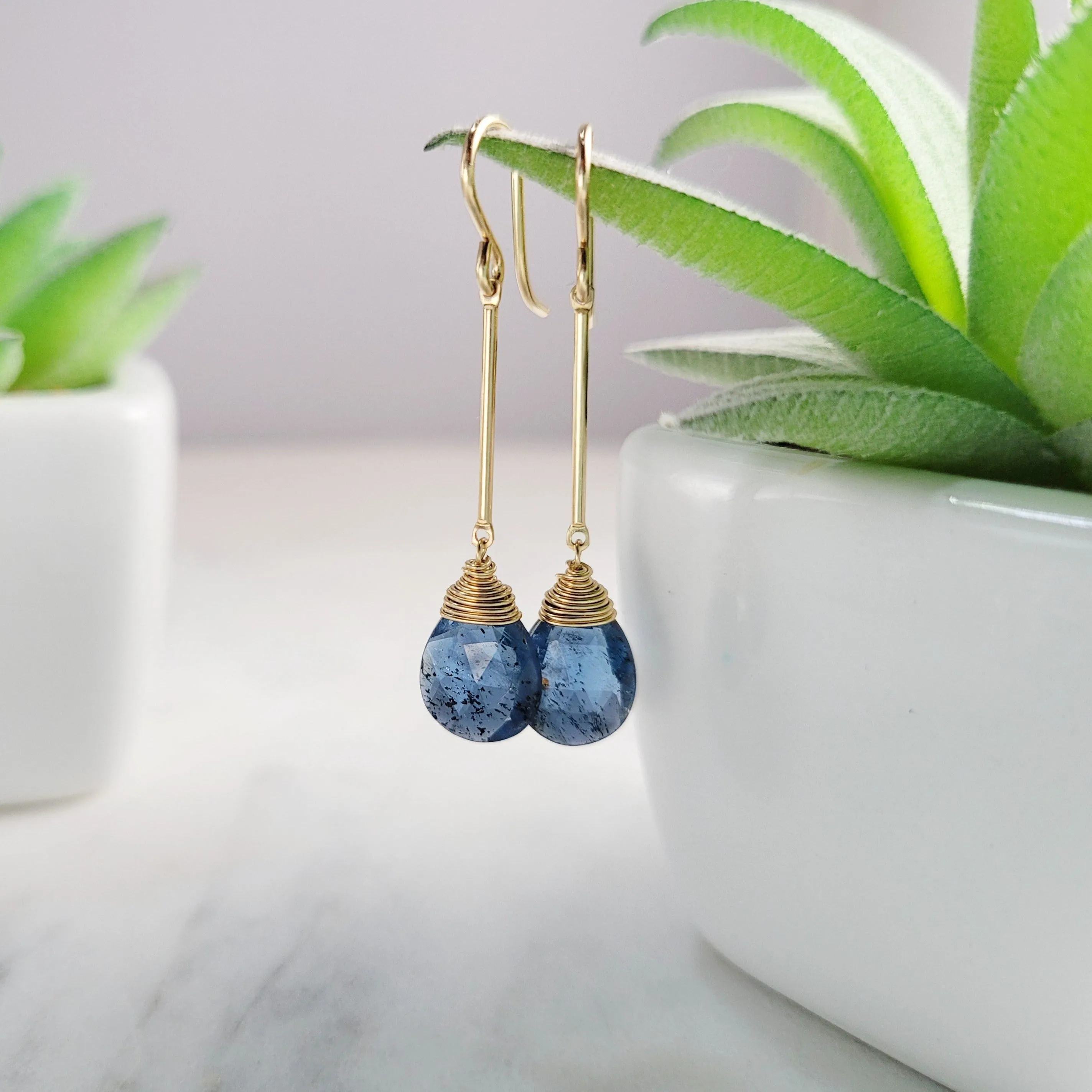 Moss Kyanite Dangle Earrings