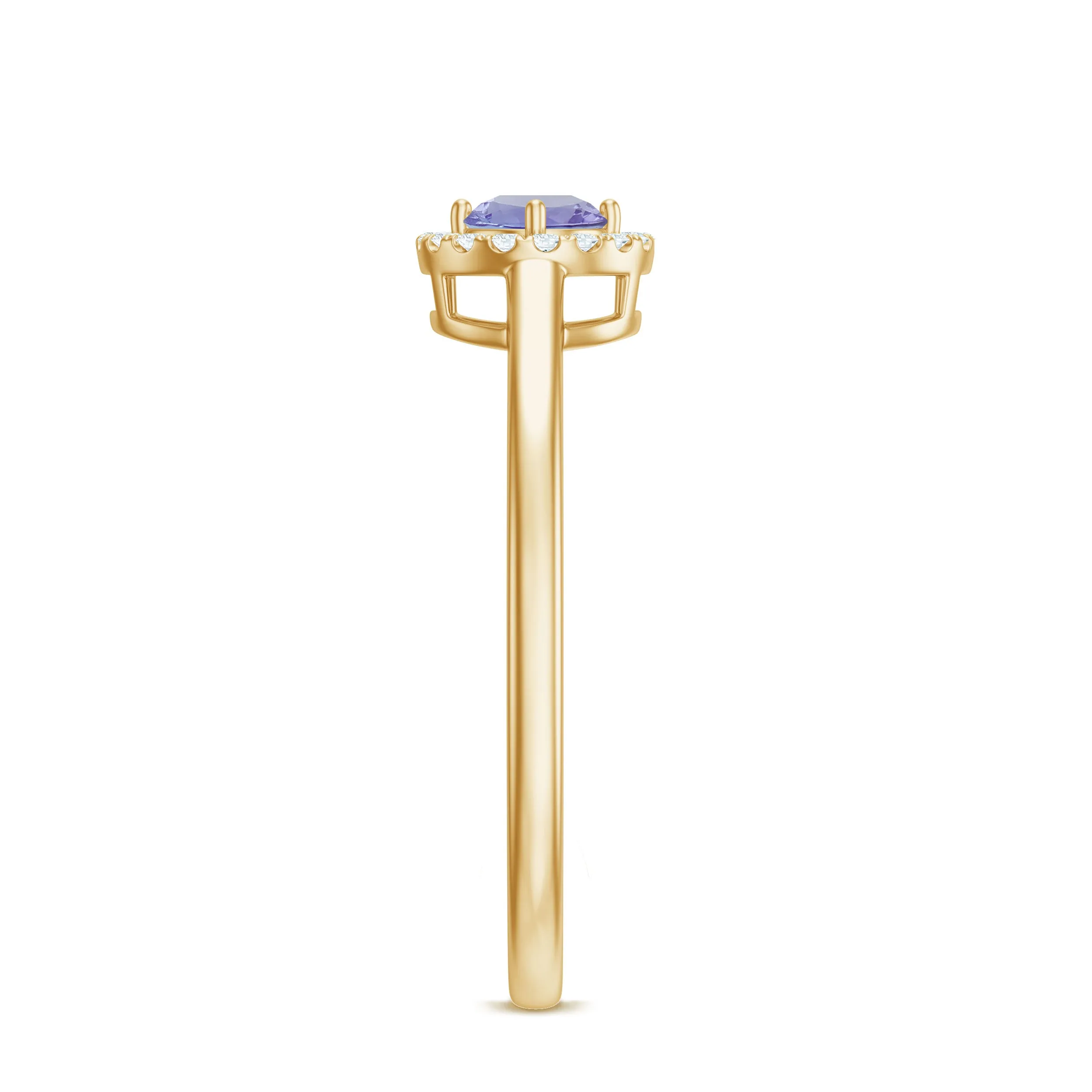 Natural Tanzanite Promise Ring with Diamond Halo
