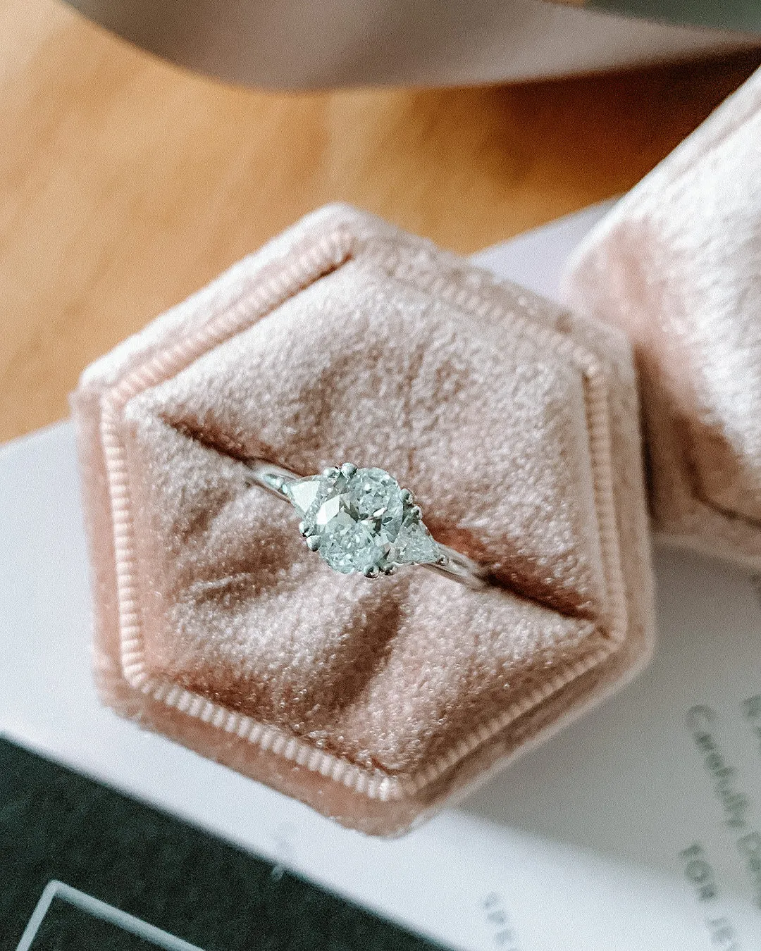 Niva Diamond Ring with Oval Cut and Triangle Cut Natural Diamonds