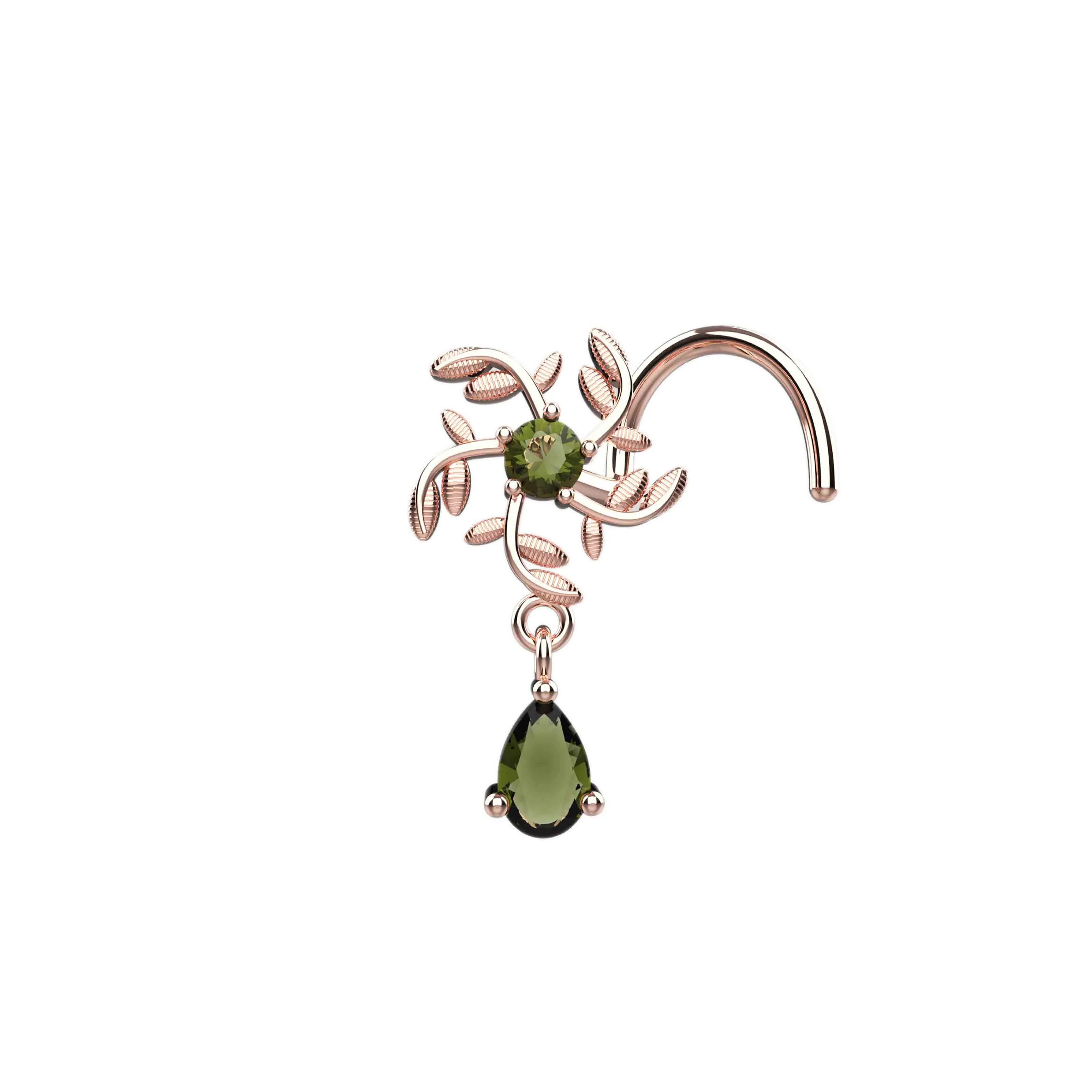 Nose Ring Dangle & Nose Stud – 14K Gold Nose Jewelry