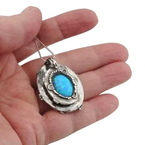 Oval Sterling Silver Opal Pendant