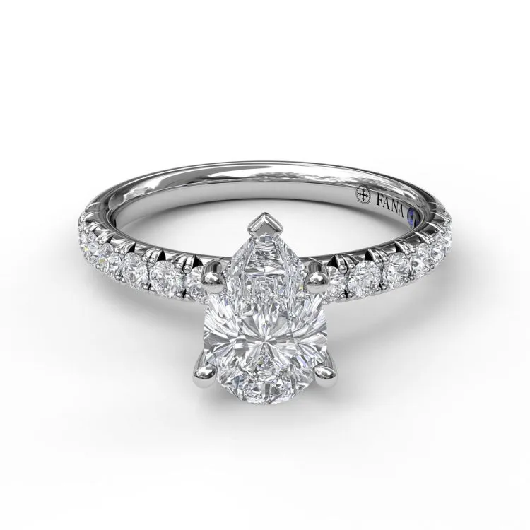 Pear Shape Solitaire With French Cut Pave