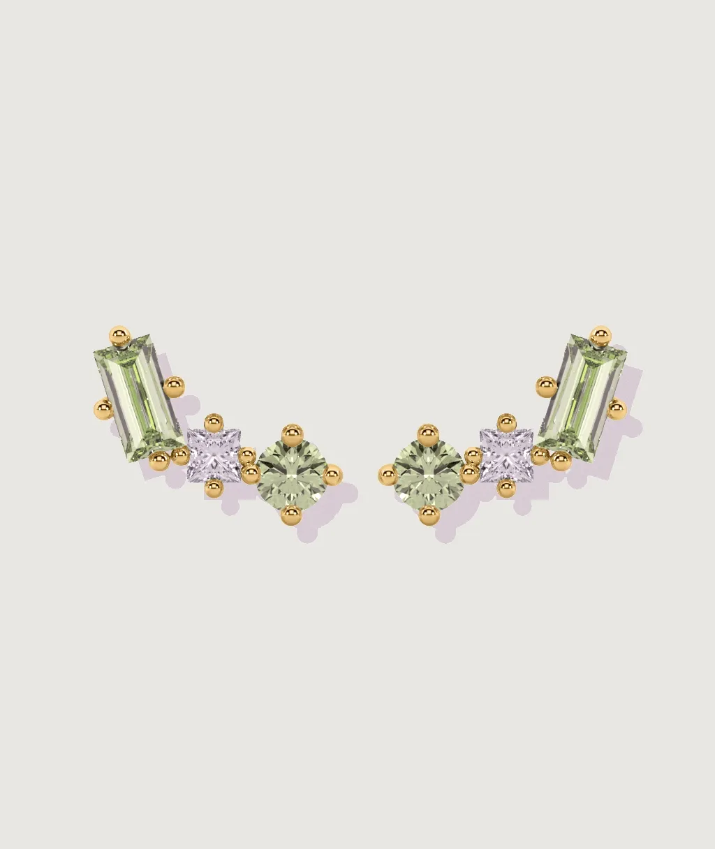 Peridot & Diamond Cluster Tri-Stud