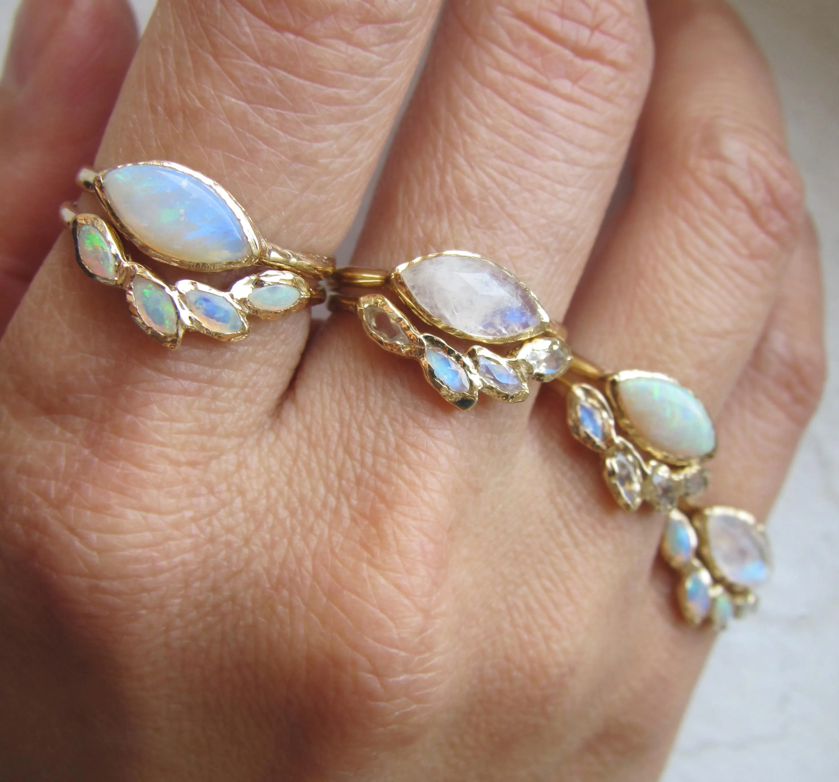 Petal Moonstone Ring