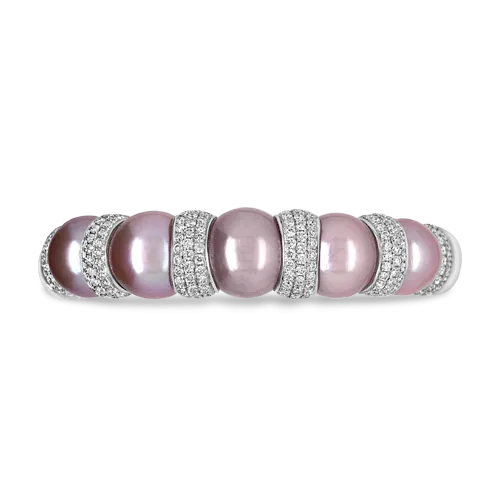 Pink Pearl & Diamond Cuff Bracelet