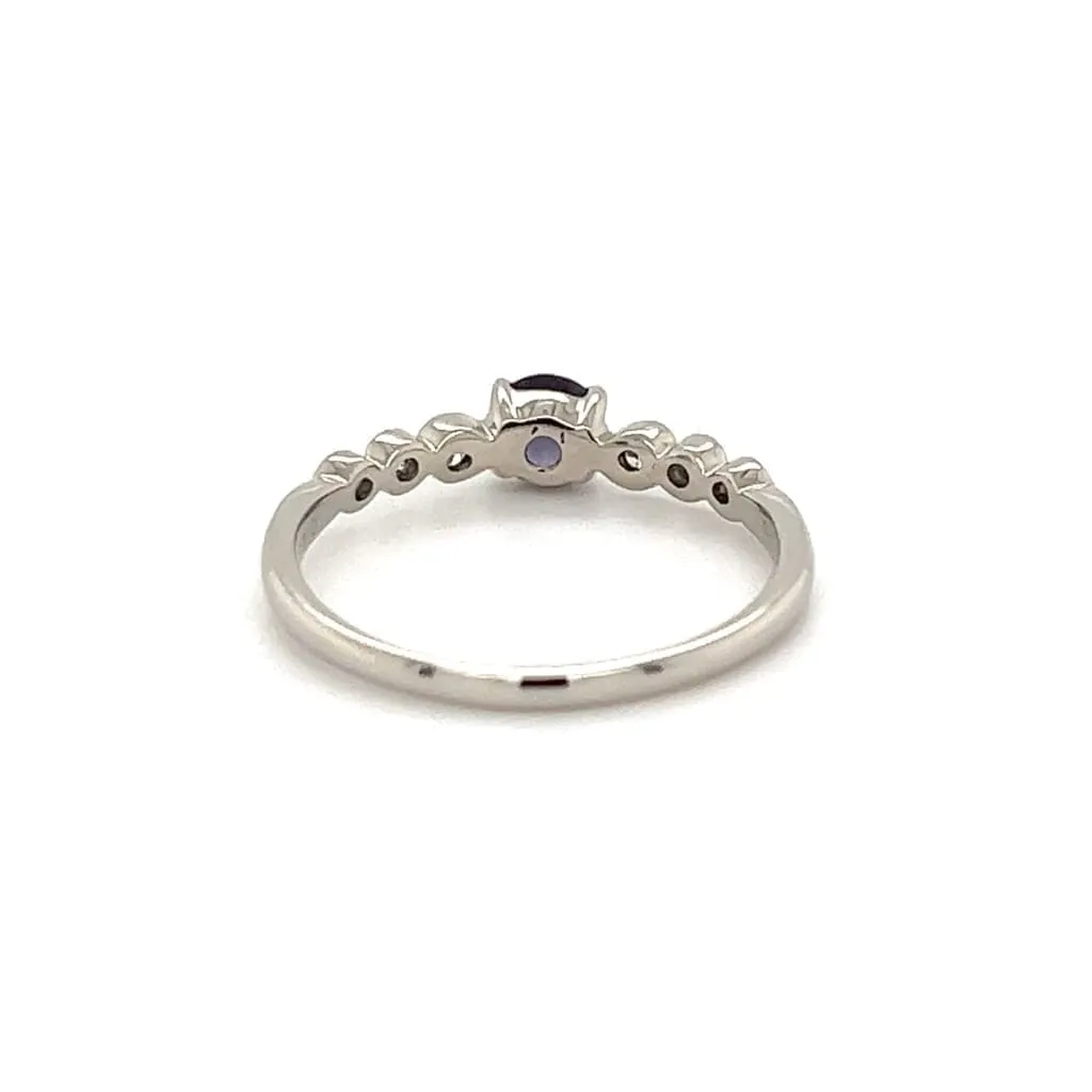 Platinum Color Change Garnet and Diamond Ring at Regard Jewelry in Austin, Texas