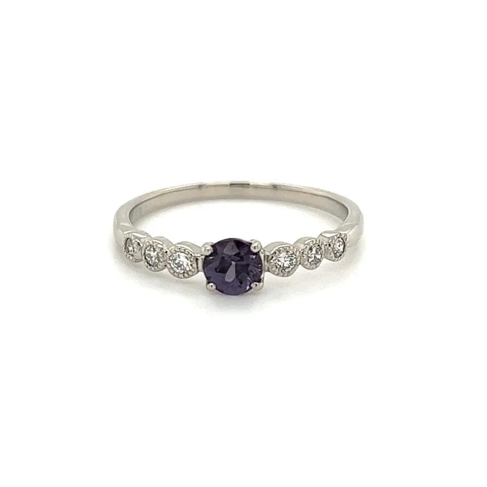 Platinum Color Change Garnet and Diamond Ring at Regard Jewelry in Austin, Texas
