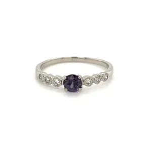 Platinum Color Change Garnet and Diamond Ring at Regard Jewelry in Austin, Texas