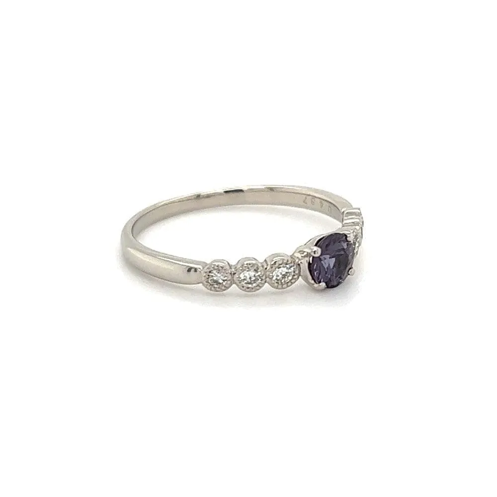 Platinum Color Change Garnet and Diamond Ring at Regard Jewelry in Austin, Texas