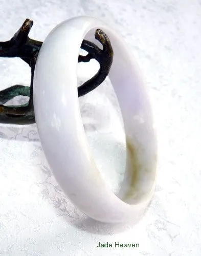 "Ray of Heaven" Honey Vein and Soft Lavender Hues  White Jadeite Jade Bangle Bracelet 58.5mm (JHBB-3130)