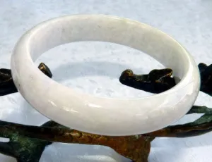 "Secret Treasure" White Lavender Hues Old Mine Lao Pit Jadeite Jade Bangle Bracelet 58mm (JHBB601)
