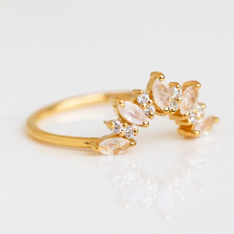 Rainbow Moonstone Sunrise Arc Ring
