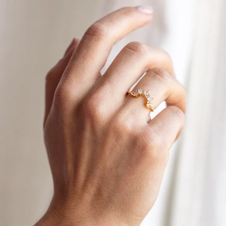 Rainbow Moonstone Sunrise Arc Ring