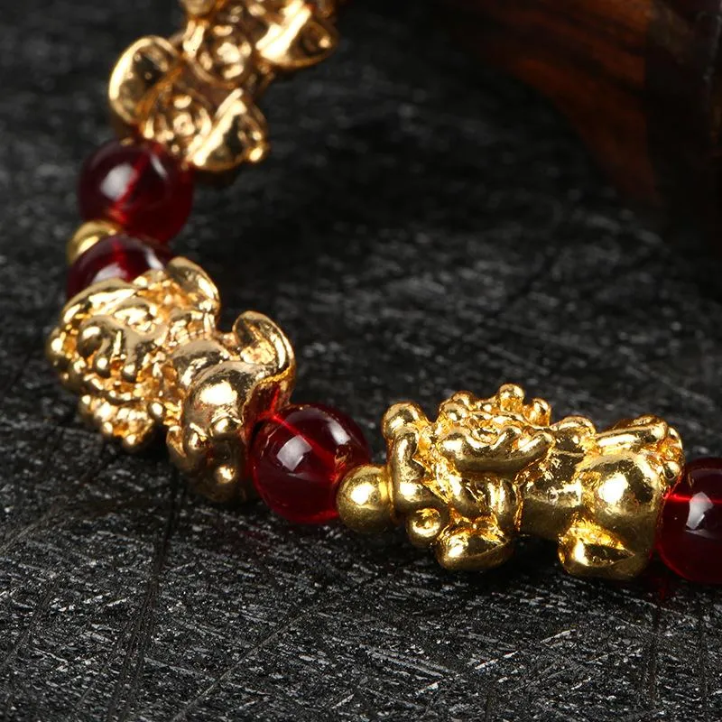 Red Garnet Lucky PiXiu Wealth Bracelet