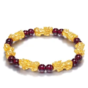 Red Garnet Lucky PiXiu Wealth Bracelet