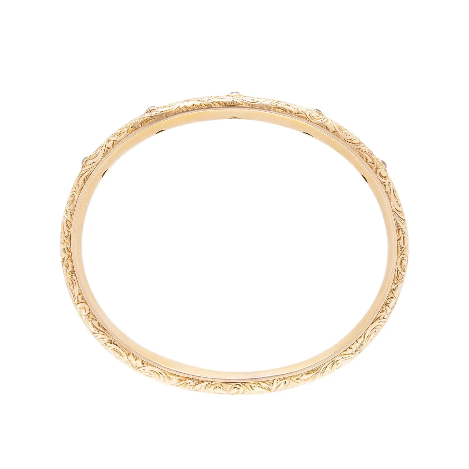 Stunning RIKER BROS. Art Nouveau 14k Gold Diamond Bracelet with 5 Sparkling Diamonds - 1.25ctw Etched Design