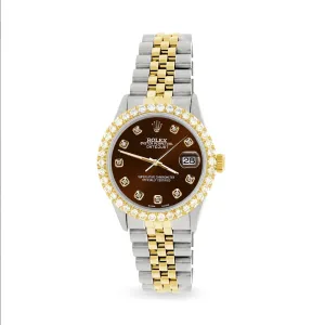 Rolex Datejust 2-Tone Watch 3.05ct Diamond Bezel/Chocolate Diamond Dial TFJ-142508557