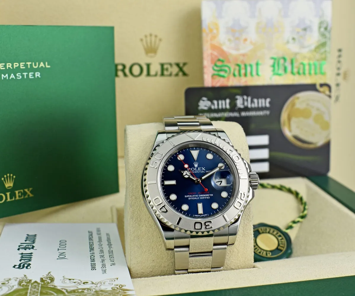 Rolex Platinum & Stainless Steel Yachtmaster Blue Dial Model 116622